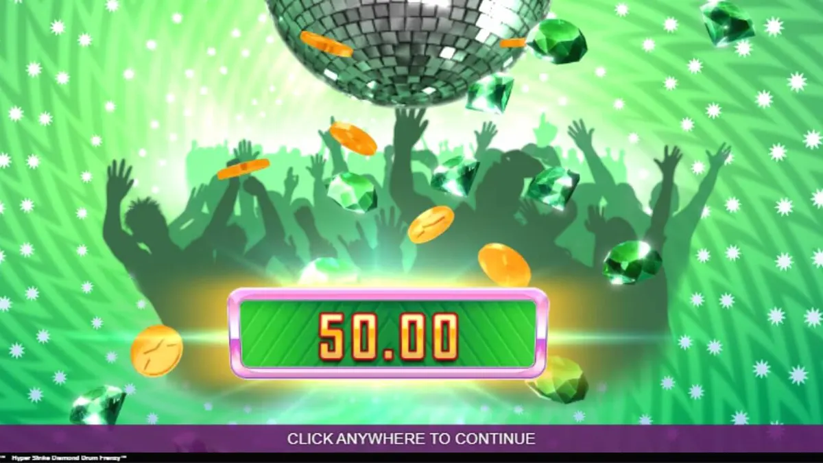 Tampilan visual slot Hyper Strike Diamond Drum Frenzy dengan elemen neon dan drum emas