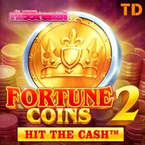Tampilan antarmuka permainan slot Fortune Coins 2 dengan nuansa oriental.
